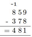 859 - 378=481