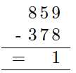 859
-378
En lang strek
=    1