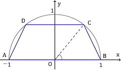Et trapes ABCD. Vinkel COB=v.