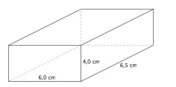 Prismet har sider 4,0 cm, 6,0 cm og 6,5 cm