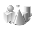 Bildet av ulike geometriske figurer (kule, prismer, sylindre, kjegle).